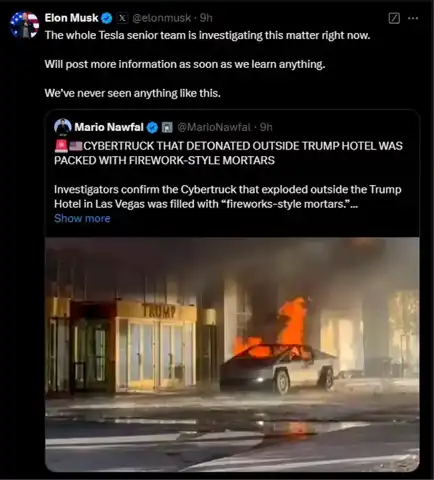 Trump Oteli Önünde Elektrikli Araç Yanması!